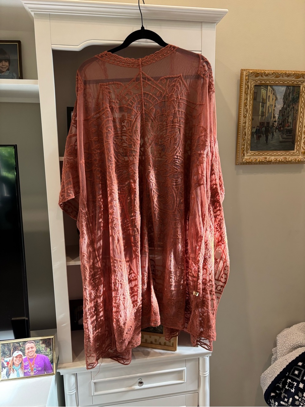 Long Brown Lace Duster Kimono - Picture 4 of 4